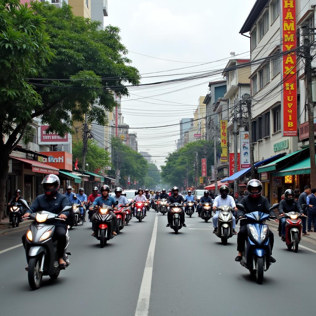 Đường Nguyễn Thị Thập Quận 7 tấp nập xe cộ và cửa hàng kinh doanh.